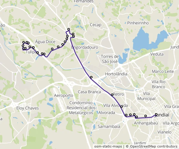 Mapa do itinerário da linha