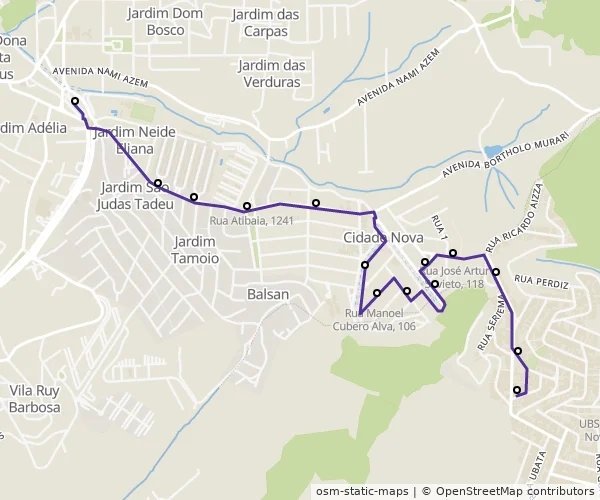 Mapa do itinerário da linha