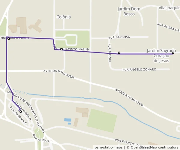 Mapa do itinerário da linha