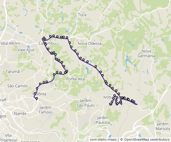 Mapa do itinerário da linha