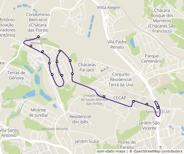 Mapa do itinerário da linha
