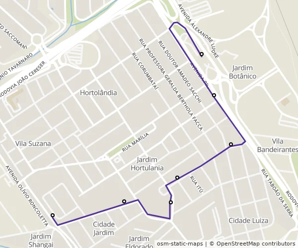Mapa do itinerário da linha