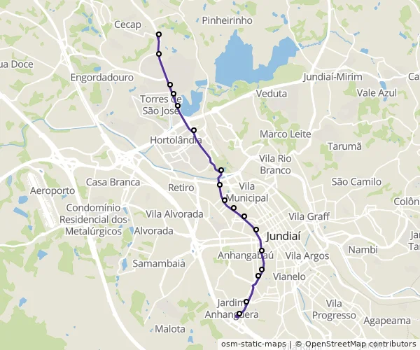 Mapa do itinerário da linha