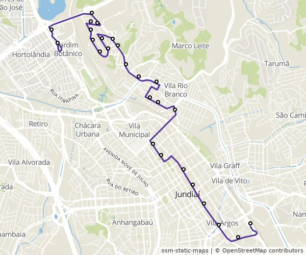 Mapa do itinerário da linha