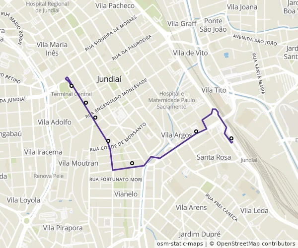 Mapa do itinerário da linha