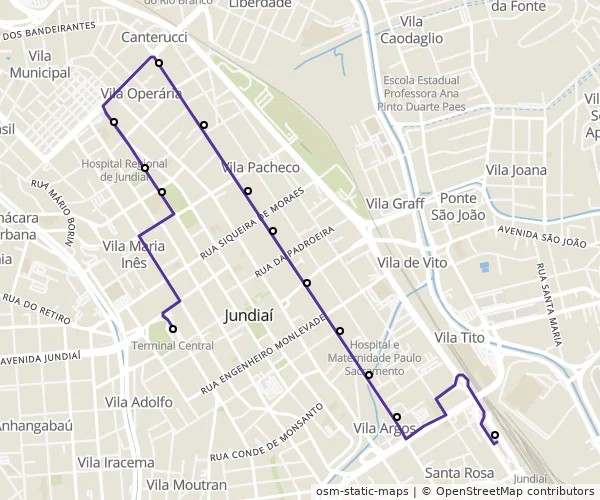 Mapa do itinerário da linha