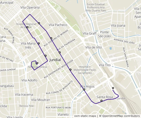 Mapa do itinerário da linha
