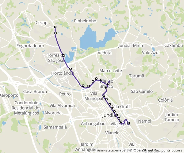 Mapa do itinerário da linha