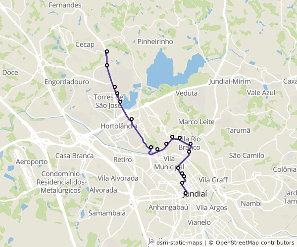 Mapa do itinerário da linha