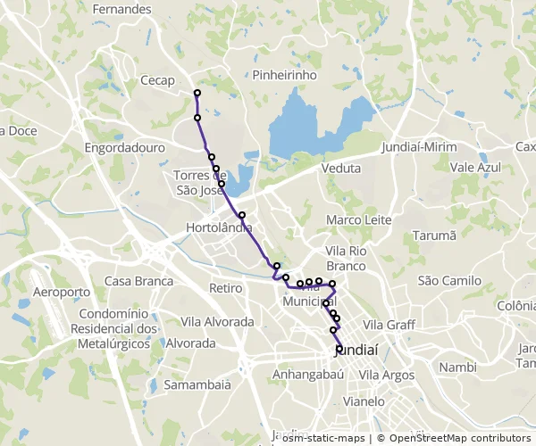 Mapa do itinerário da linha