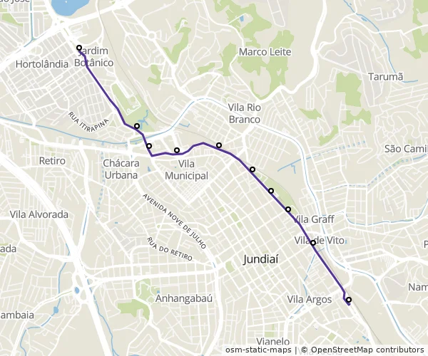 Mapa do itinerário da linha