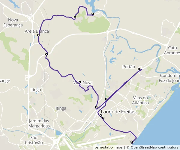 Mapa do itinerário da linha