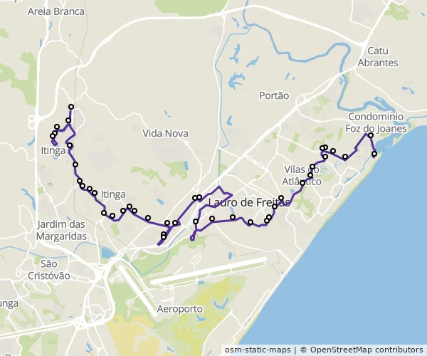 Mapa do itinerário da linha