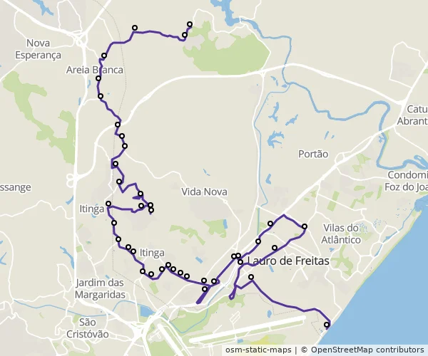 Mapa do itinerário da linha