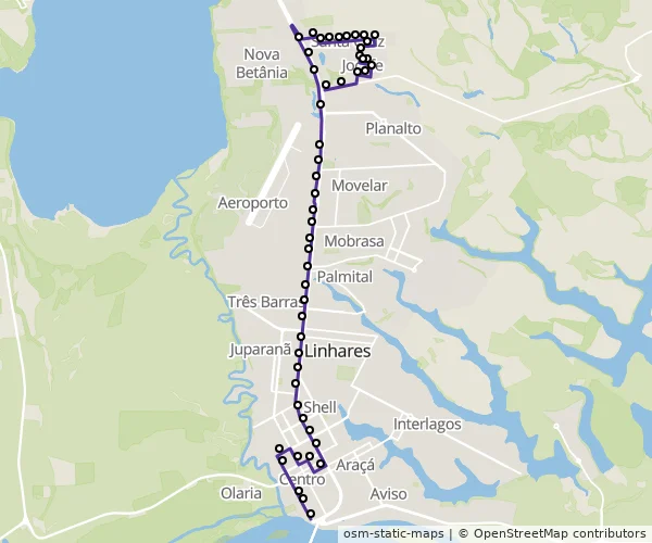 Mapa do itinerário da linha