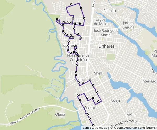 Mapa do itinerário da linha