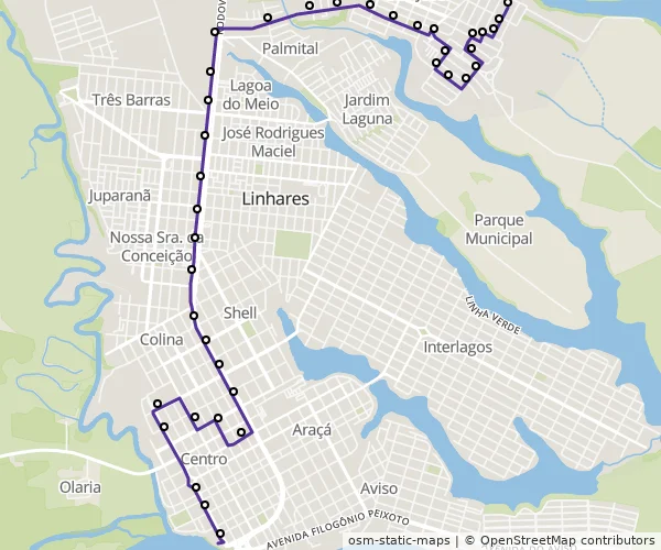 Mapa do itinerário da linha