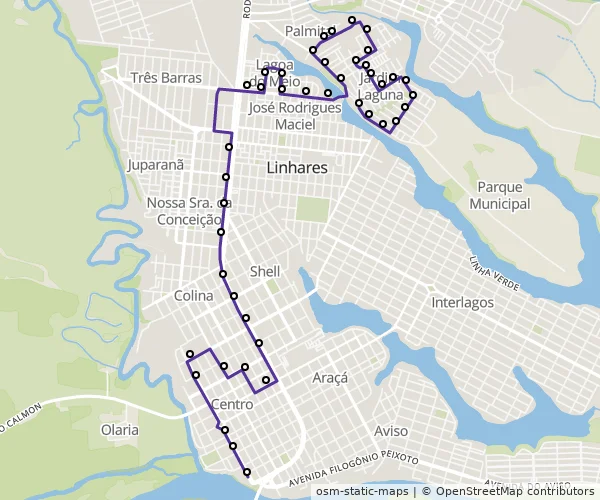 Mapa do itinerário da linha