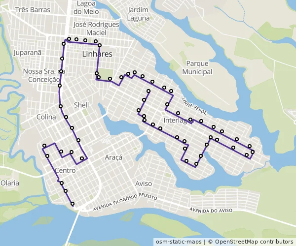 Mapa do itinerário da linha
