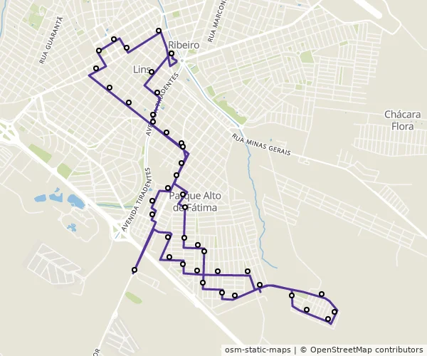 Mapa do itinerário da linha