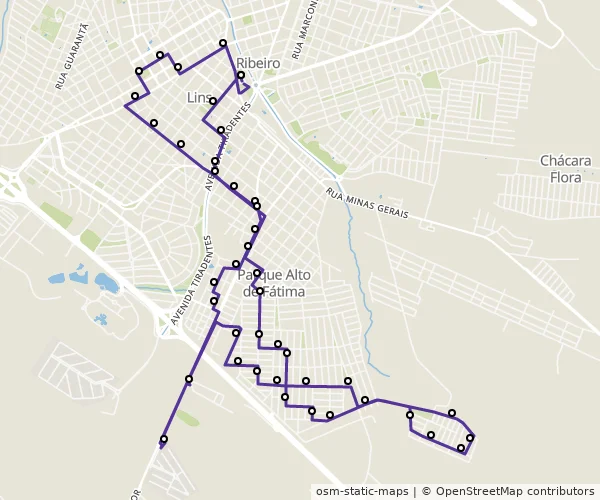 Mapa do itinerário da linha