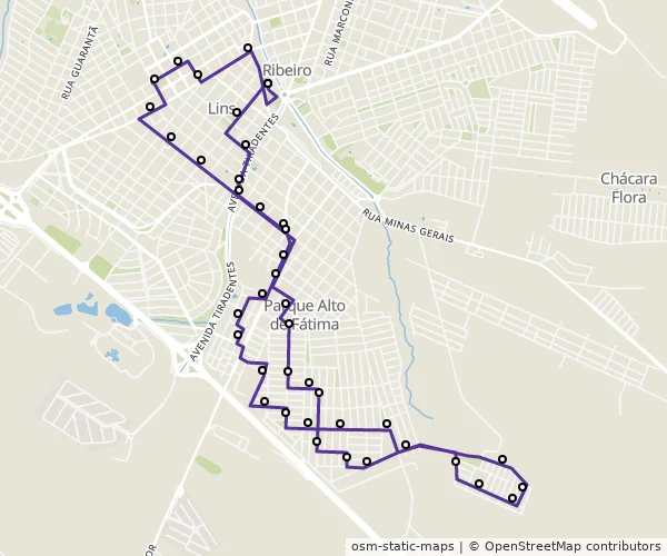 Mapa do itinerário da linha