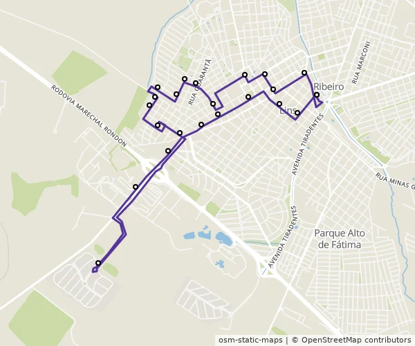 Mapa do itinerário da linha