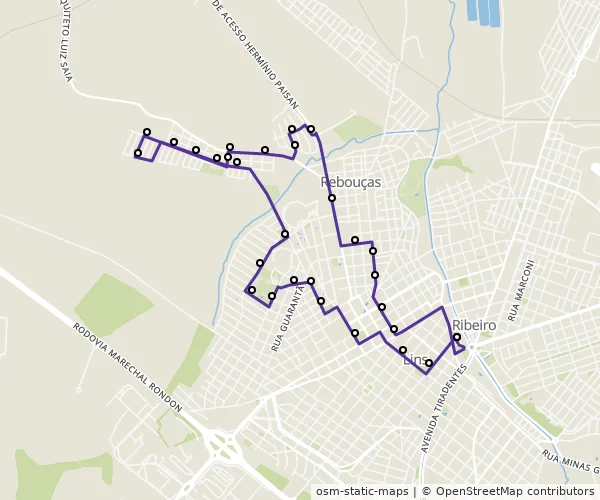 Mapa do itinerário da linha