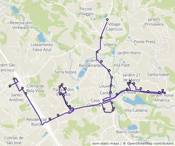 Mapa do itinerário da linha