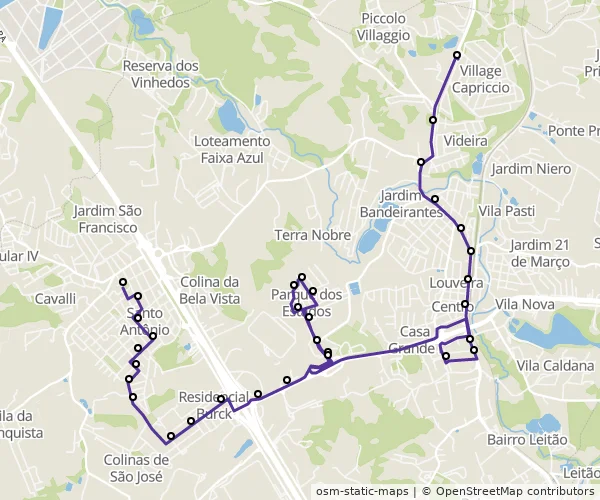 Mapa do itinerário da linha