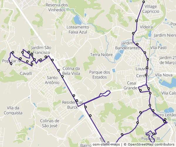 Mapa do itinerário da linha