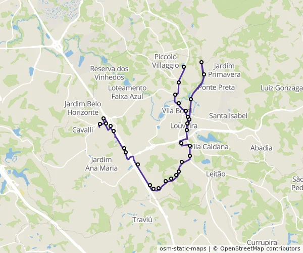 Mapa do itinerário da linha