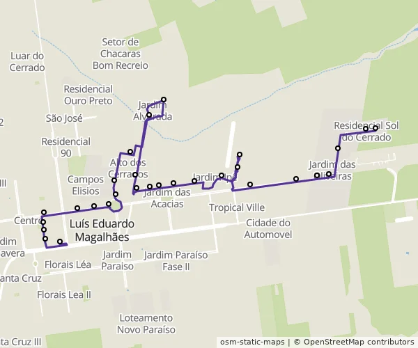 Mapa do itinerário da linha