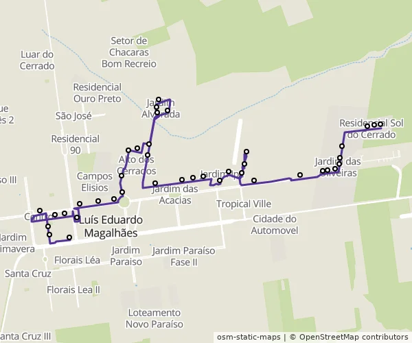 Mapa do itinerário da linha