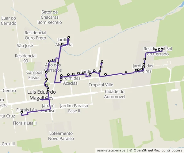 Mapa do itinerário da linha