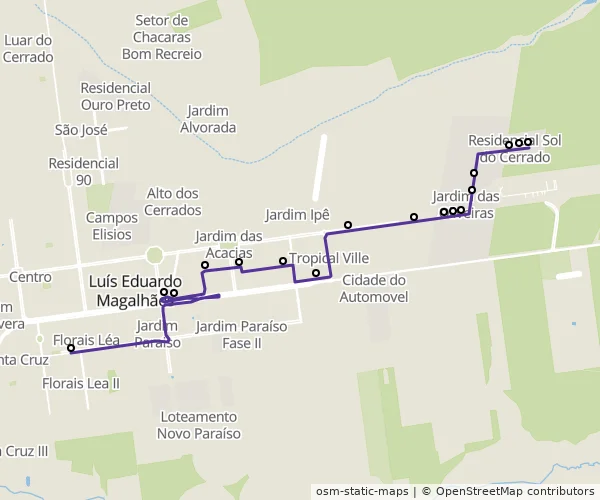 Mapa do itinerário da linha