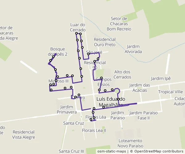 Mapa do itinerário da linha
