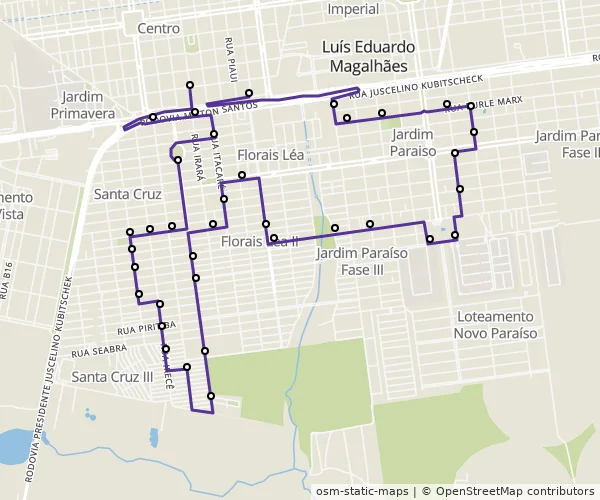 Mapa do itinerário da linha