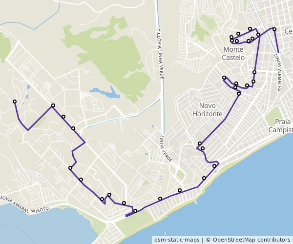Mapa do itinerário da linha