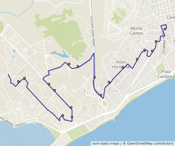 Mapa do itinerário da linha