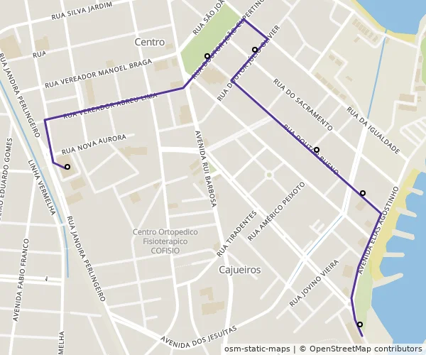 Mapa do itinerário da linha