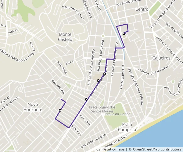 Mapa do itinerário da linha