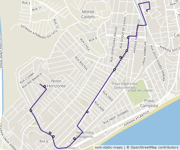 Mapa do itinerário da linha