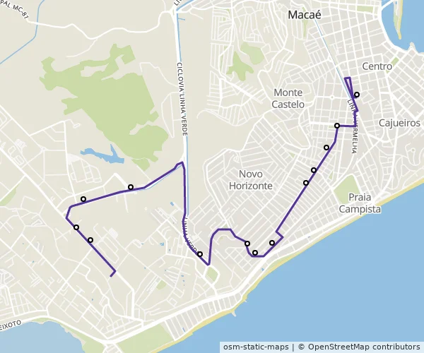 Mapa do itinerário da linha