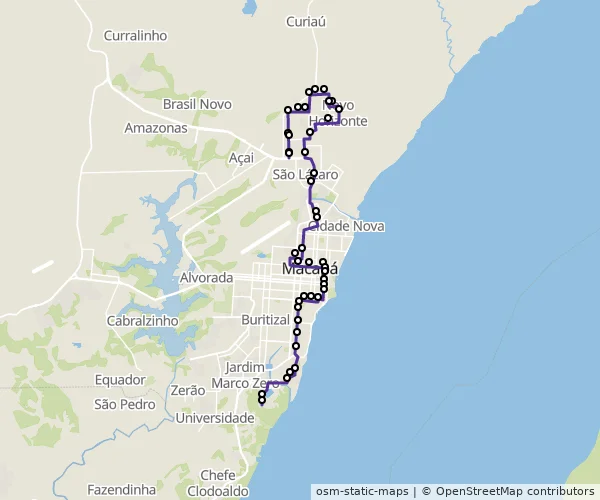 Mapa do itinerário da linha
