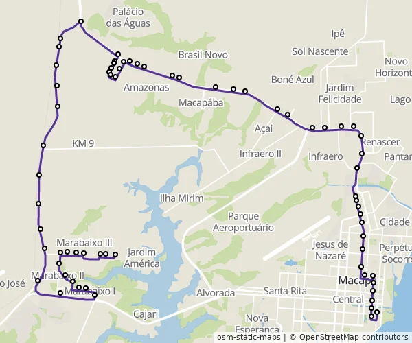 Mapa do itinerário da linha