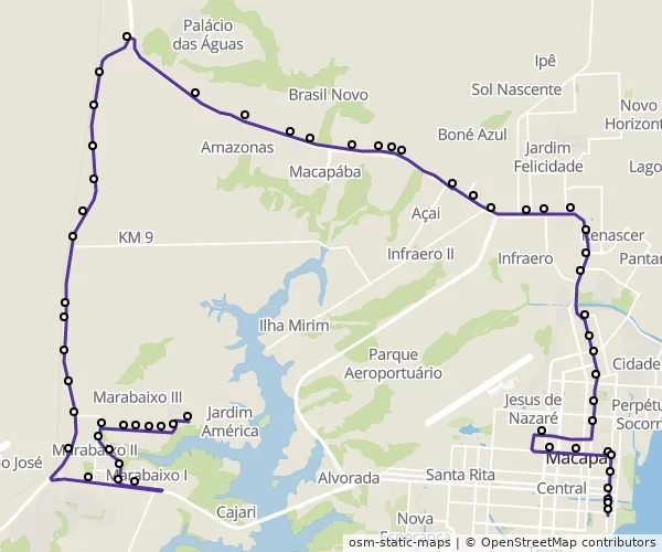 Mapa do itinerário da linha