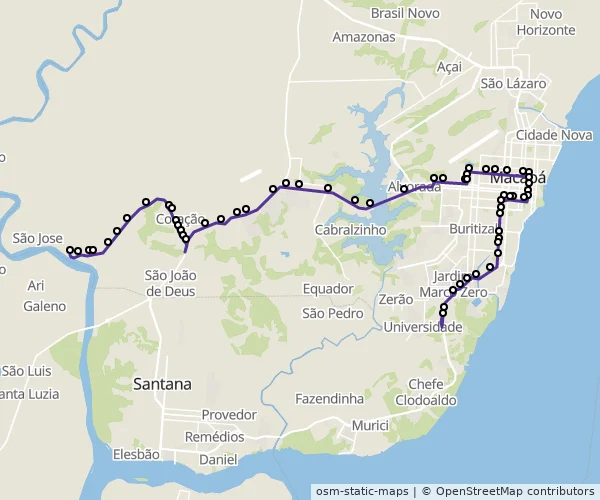 Mapa do itinerário da linha