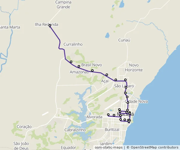 Mapa do itinerário da linha