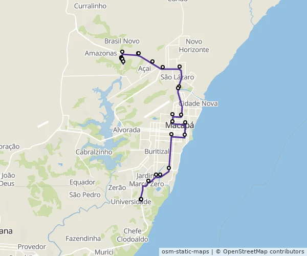 Mapa do itinerário da linha